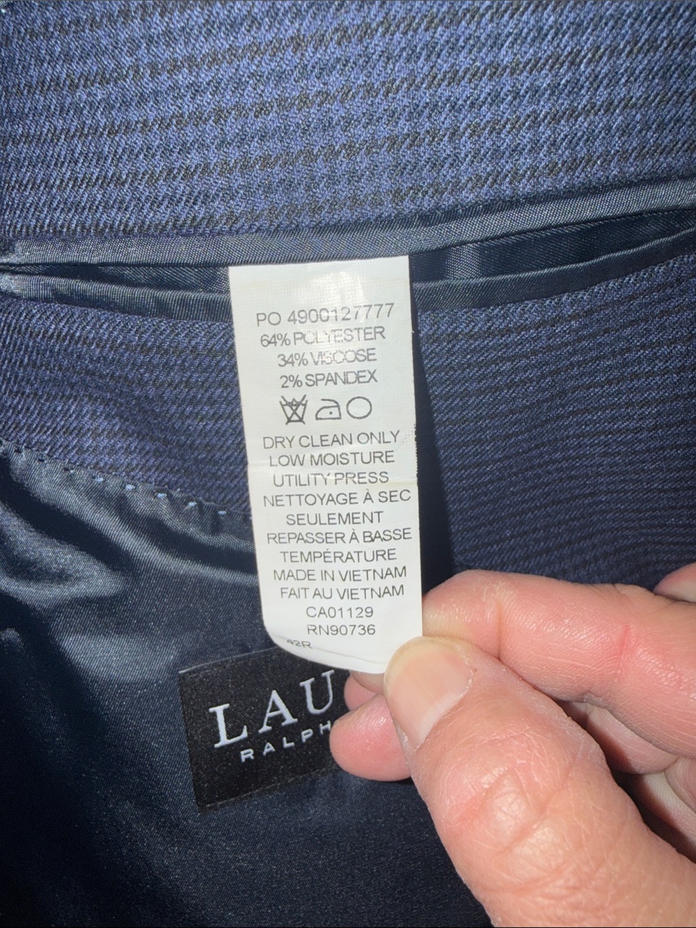 Ralph‎ Lauren Men's Blue Patterned Two-Button Blazer 42R - Picture 3 of 9